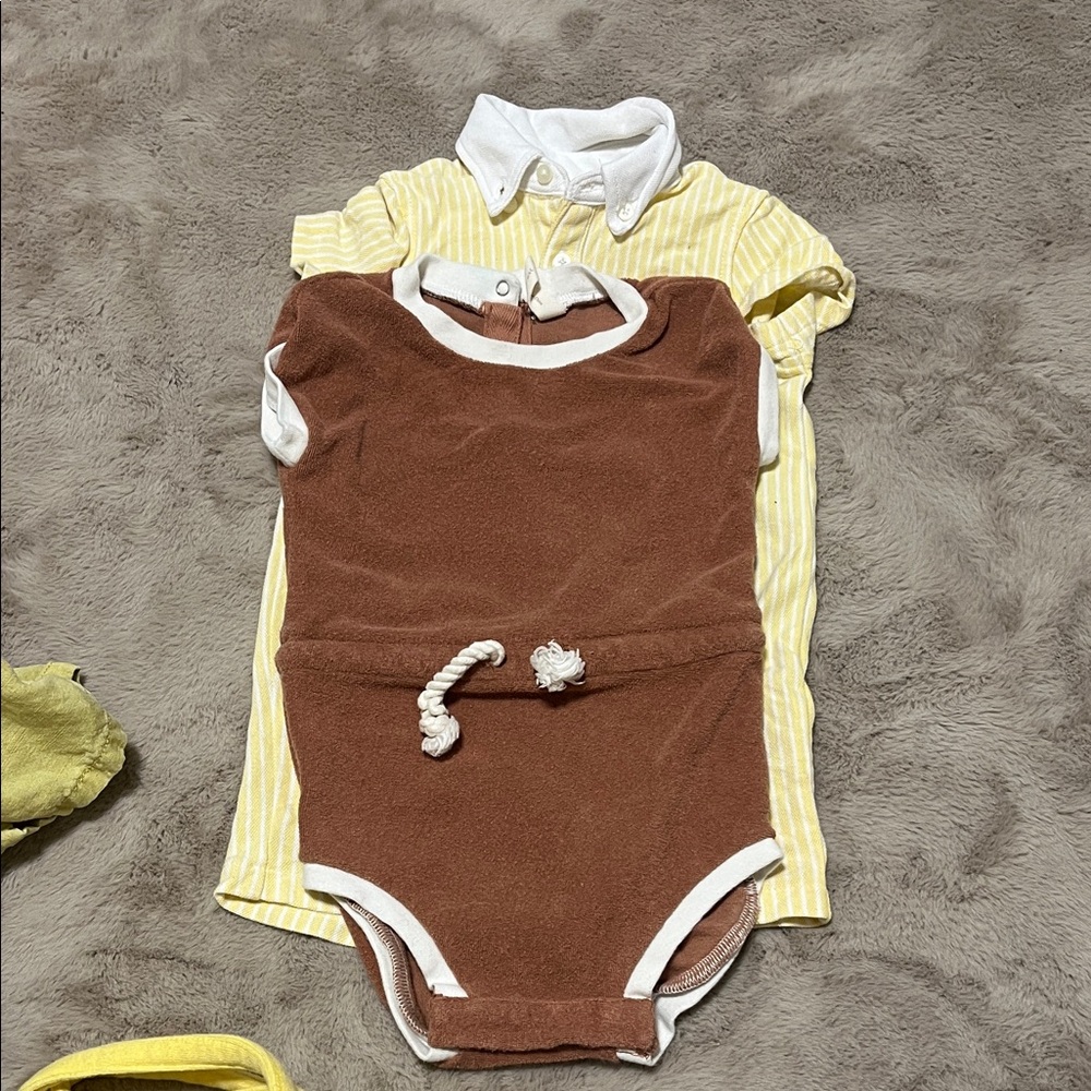 Brown and Yellow Kids One Piece Set